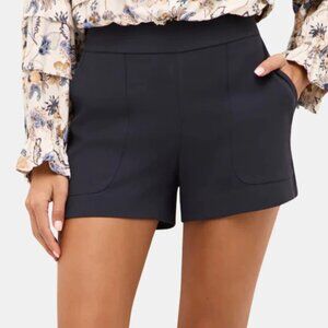 Marie Oliver Naval Mia Short Size 4 Navy Blue Crepe Side Zip Pockets Women's EUC